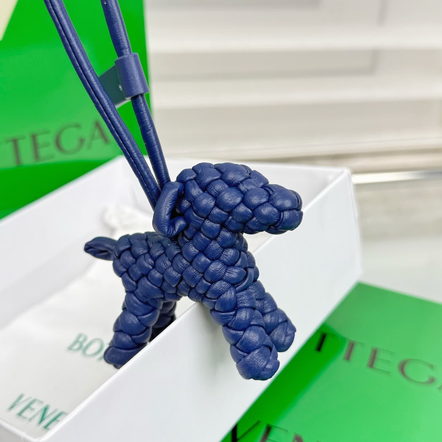 Bottega Veneta Blue Leather Keychain